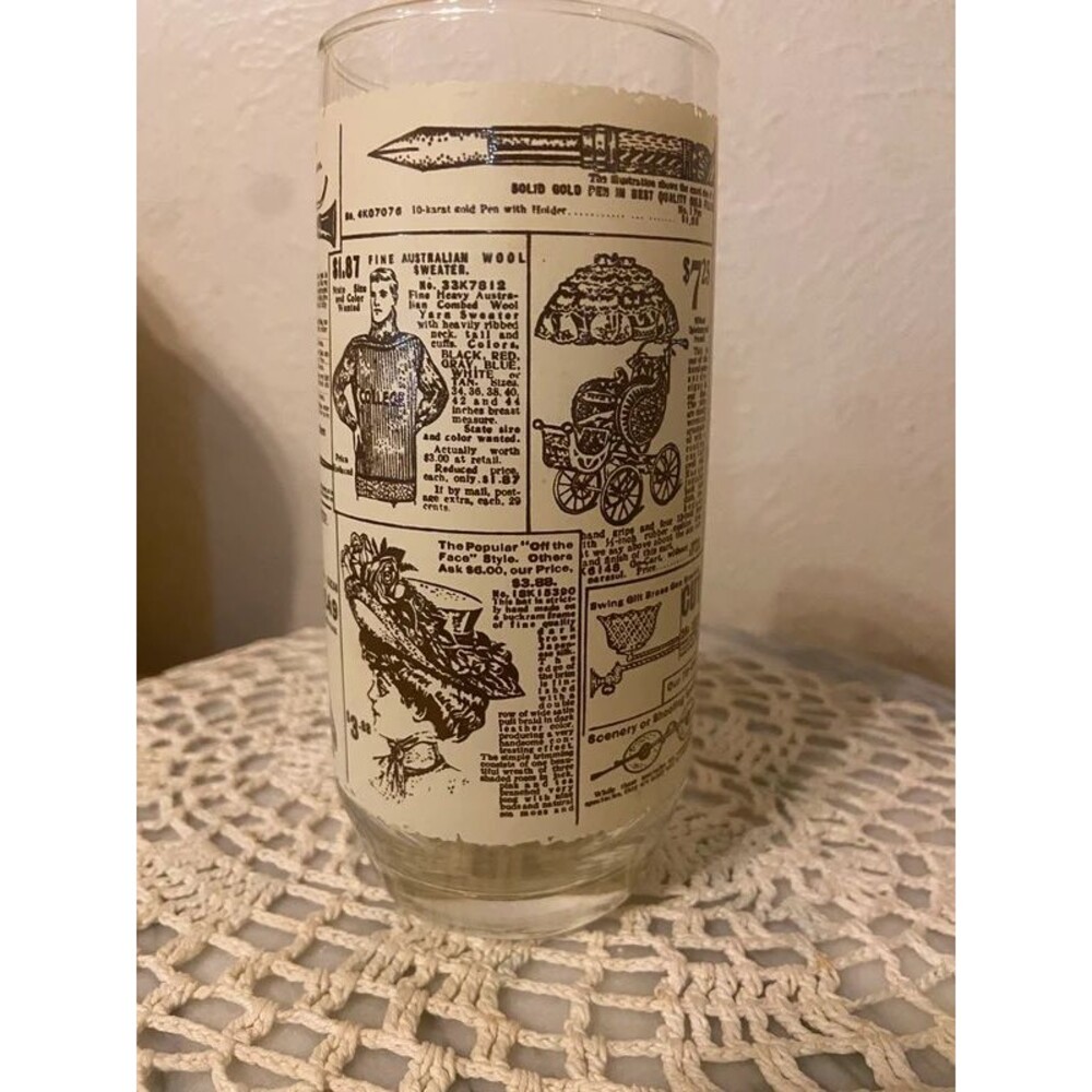 Vintage 1970s Sears Roebuck & Co. 1908 Catalog Advertising Glass Tumbler - 16 oz
